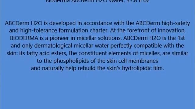 Bioderma Abcderm H2O Water, 33 8 fl oz смотреть онлайн