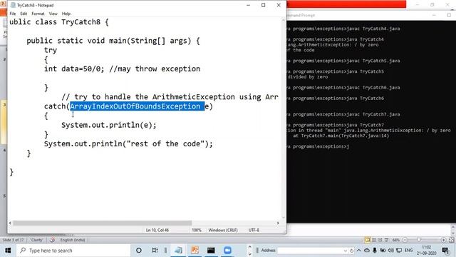 Java Topic : Exception handling смотреть онлайн