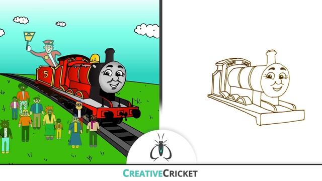 How to Draw and Color James the Train Step by Step ♦ Thomas and Friends ♦ Toy Trains for Kids смотреть онлайн