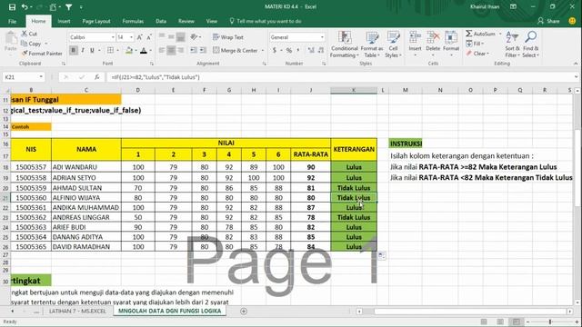 MENGOLAH DATA MENGGUNAKAN FUNGSI LOGIKA DALAM EXCEL смотреть онлайн