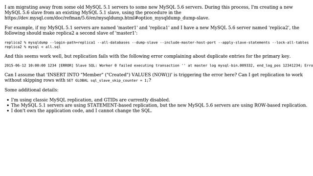 Replicating from MySQL 5.1 master to 5.6 slave failing because 'INSERT ... VALUES (NOW())'... смотреть онлайн