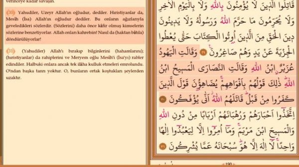 KUR'AN-I KERİM 10.Cüz + Türkçe Meal