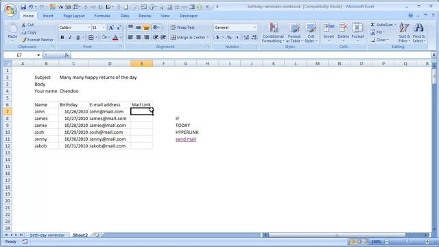 Birthday Reminder in Excel смотреть онлайн