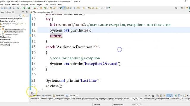 Java Exception Handling - Hands on Code смотреть онлайн