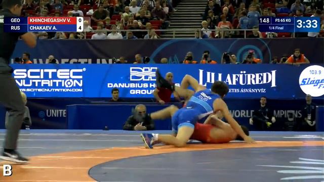 1/4 FS - 65 kg: V. KHINCHEGASHV (GEO) v. A. CHAKAEV (RUS) смотреть онлайн