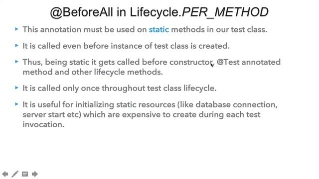 @BeforeAll and @AfterAll methods in Lifecycle per_method mode смотреть онлайн