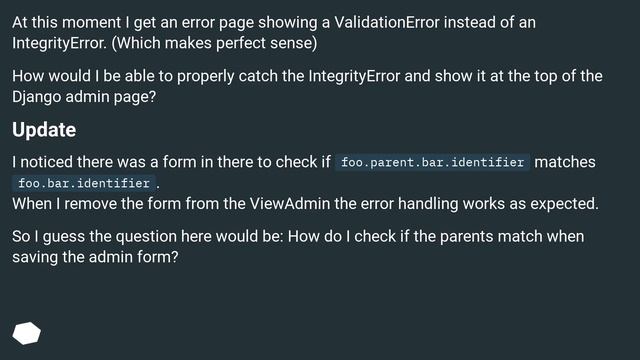 Catch IntegrityError in Django Admin смотреть онлайн