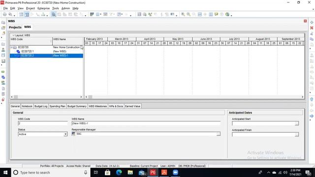 How to create a WBS in Oracle Primavera P6 Professional. смотреть онлайн