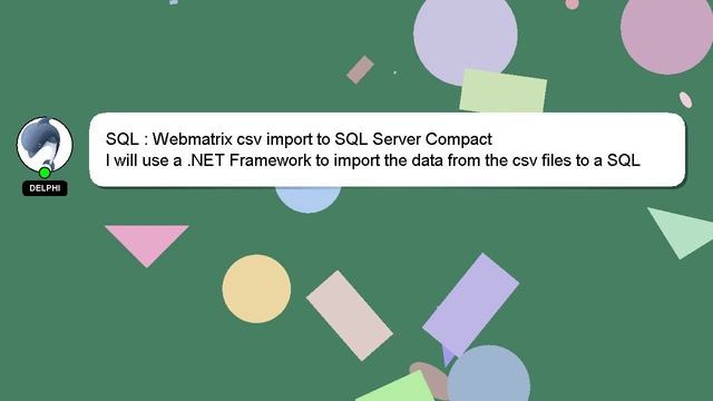 SQL : Webmatrix csv import to SQL Server Compact смотреть онлайн