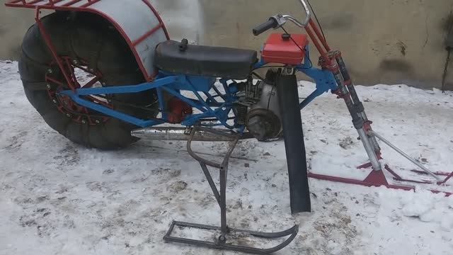 Простой снегоход каракат своими руками 12. Боковая лыжа. смотреть онлайн