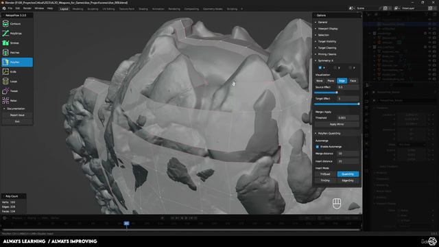 4.11. Ретопология вулкана, Forge AAA Weapons In Blender