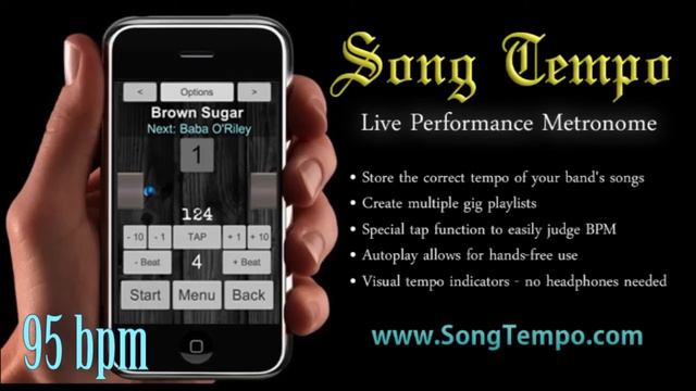 95 BPM Metronome - 10 Minutes Click Track - www.SongTempo.com смотреть онлайн