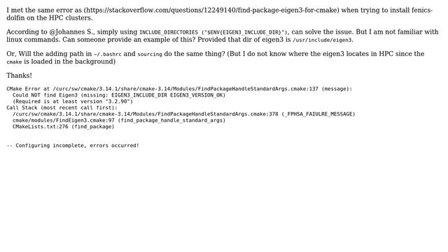 Cmake could not find Eigen3 on HPC смотреть онлайн