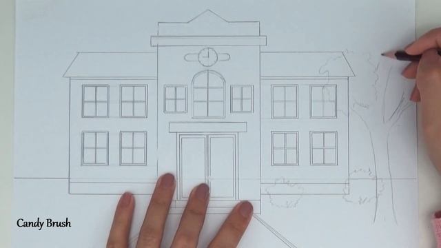 How To Draw A School Building in One Point Perspective | Step By Step смотреть онлайн