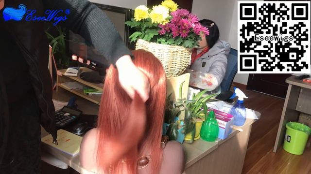 New Beautiful Human Hair Full Lace Front Wig 35# Color Wig Silky Straight смотреть онлайн