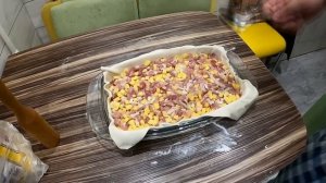 Курник на скорую руку. из слоёного теста!