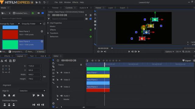 HitFilm Express. Урок 5. Интерфейс. Панели Control и Layout. смотреть онлайн