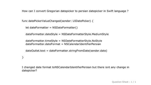 iOS : Convert gregorian datepicker to persian datepicker in swift? смотреть онлайн