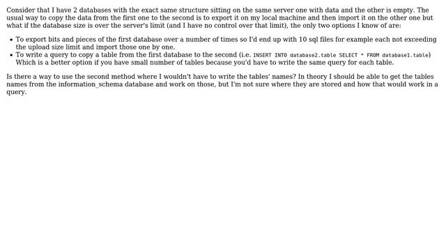 MySQL How to copy all data in tables from one huge database to another in the same server смотреть онлайн