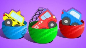 Сборник про Машинки. Яйца Сюрприз с Полицейской и Пожарной машиной. Автомобили разных СТРАН