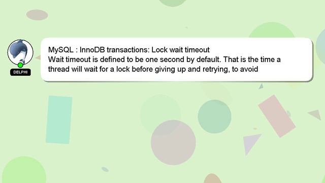 MySQL : InnoDB transactions: Lock wait timeout смотреть онлайн
