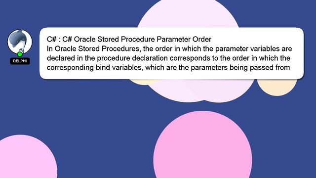 C# : C# Oracle Stored Procedure Parameter Order смотреть онлайн