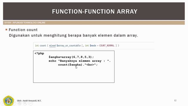 Aplikasi Teknologi Online - 03 - Array di PHP смотреть онлайн