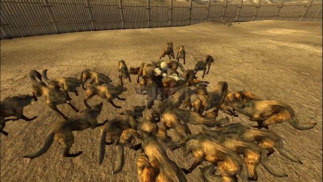 40 Legion Mongrels vs Joshua Graham | Fallout New Vegas npc battle смотреть онлайн