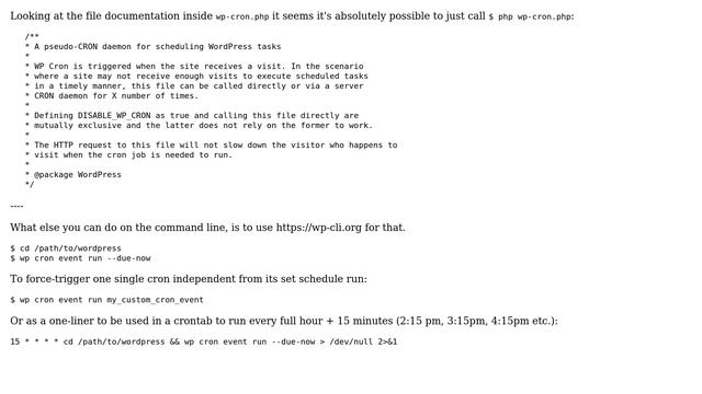 Wordpress: Triggering cron by calling wp-cron.php on the command line rather than with wget? смотреть онлайн