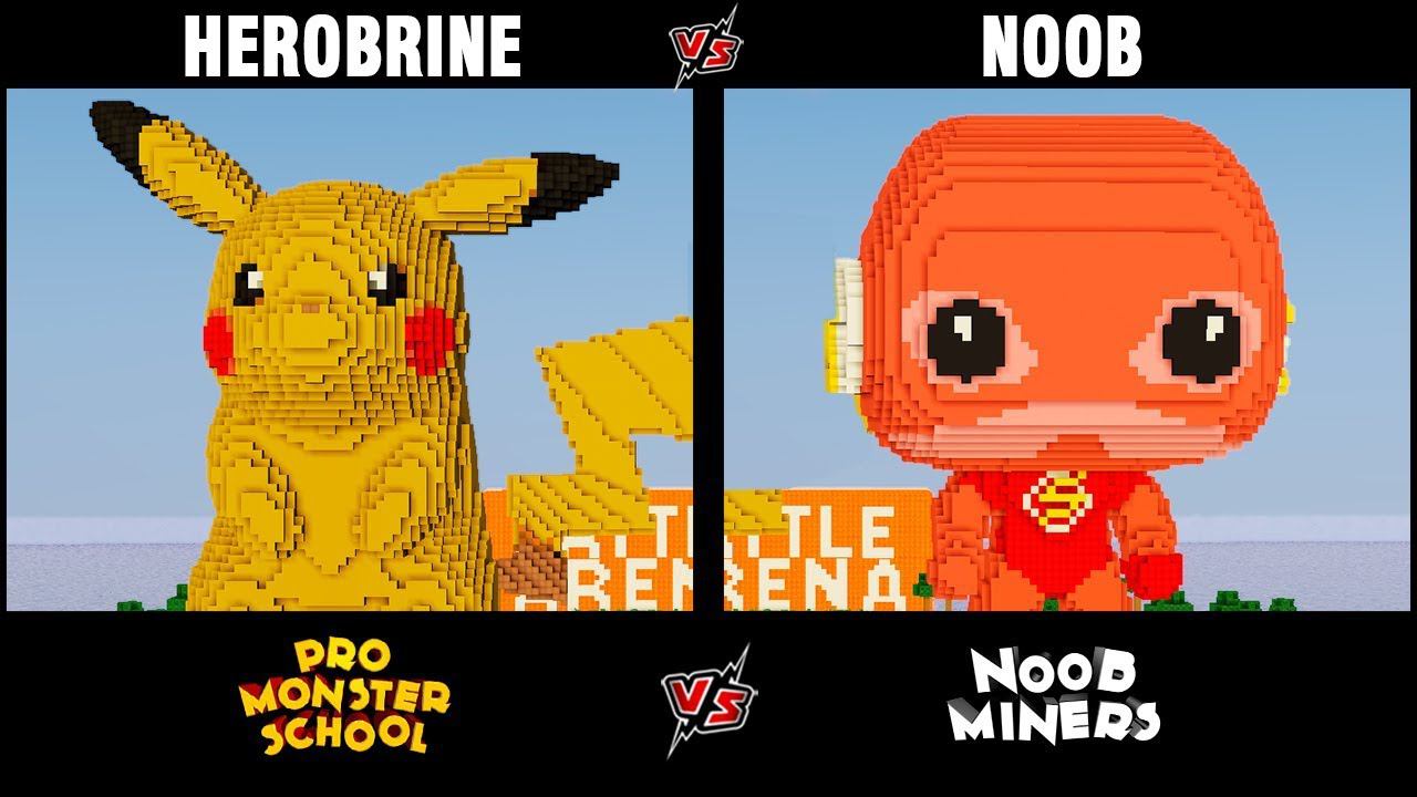 Minecraft Battle: NOOB Vs PRO Vs HACKER Vs GOD: Flash Vs Pikachu Build Challenge In Minecraft 13+