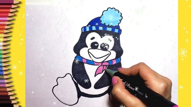 РИСОВАНИЕ С ДЕТЬМИ ПИНГВИНЕНКА НА НОВЫЙ ГОД смотреть онлайн