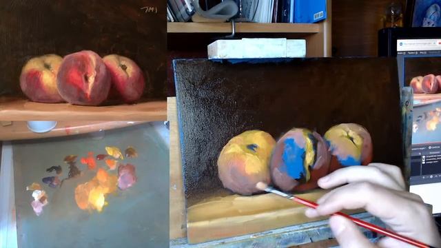 Персики масляной краской / Peaches/how To Draw Peaches With Oil