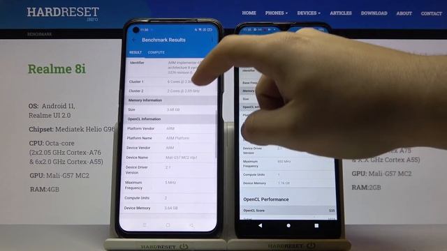 Сравниваем работу geekbench5 gpu openci на телефонах Motorola Moto E20 Realme 8i. смотреть онлайн