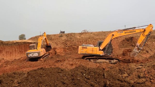 Backhoe Loader // Hyundai 220 Excavator - JCB JS 220 Excavator -// Hilly Road Construction смотреть онлайн