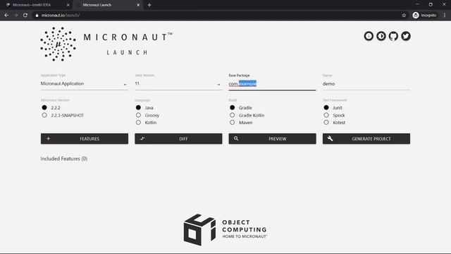 Create project using Micronaut launch tool смотреть онлайн