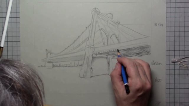 Easy BRIDGE for beginners Perspective drawing смотреть онлайн