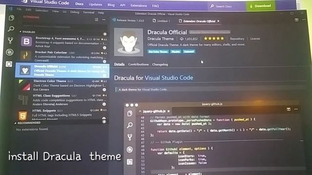 install Bootstrap 4, Dracula theme ,Electron color theme in Visual studio code смотреть онлайн