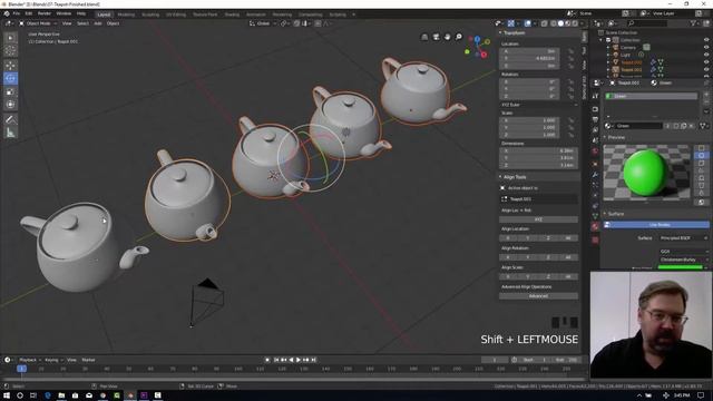 Blender 2.8 - Using the Align Tools Addon - Beginners Teapot Tutorial 07 смотреть онлайн