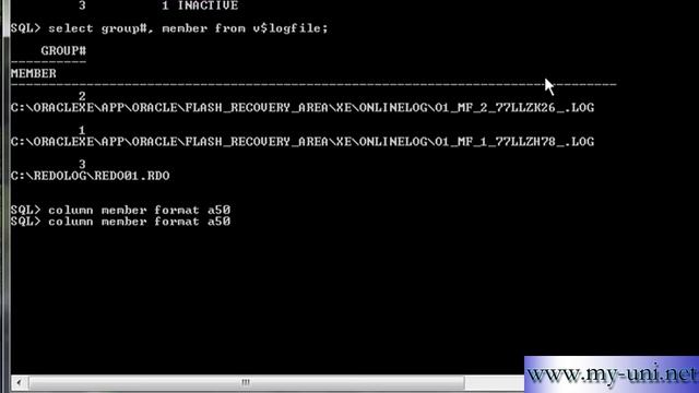 Oracle DBA, Adding a redolog member to a group 1e4 смотреть онлайн