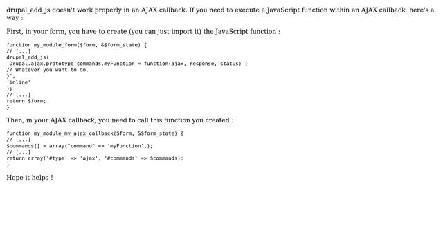 Drupal: drupal_add_js within AJAX callback (3 Solutions!!) смотреть онлайн