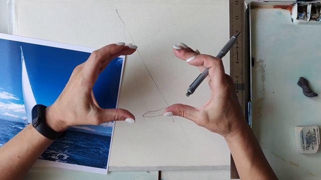 Рисуем яхту акварелью. смотреть онлайн