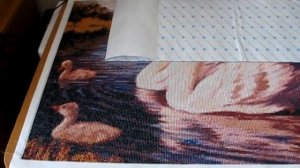 64. Процесс и финиш алмазной мозаики Лебеди