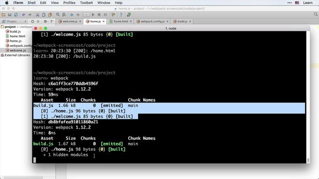 Webpack 2.3 Простая сборка - Пересборка при изменениях смотреть онлайн