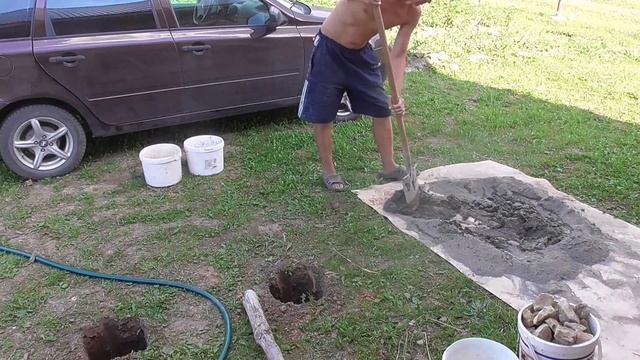 Веранда с навесом. Заливаем фундамент. смотреть онлайн