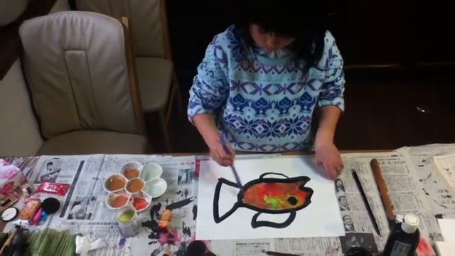 Audrey Paints A Fish with sumi and watercolor（#95） смотреть онлайн