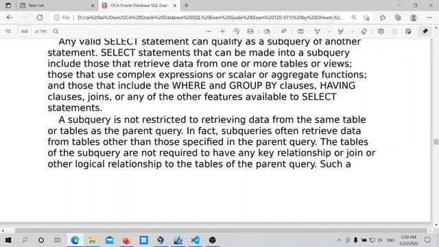 Định nghĩa subquery truy vấn con, OCA Oracle Database SQL Exam Guide Exam 1Z0-071 смотреть онлайн