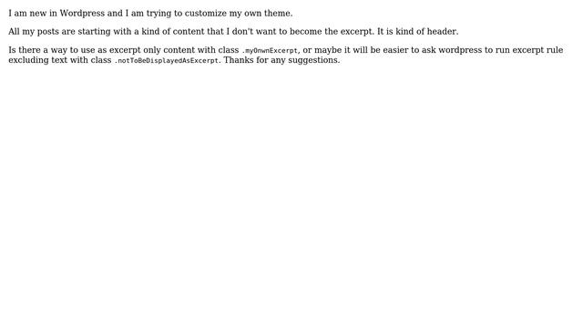 Wordpress: Text with special class as excerpt (or exclude special class) смотреть онлайн