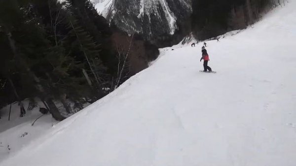 Домбай горнолыжный курорт//Полный спуск 12 минут//Трасса #домбай