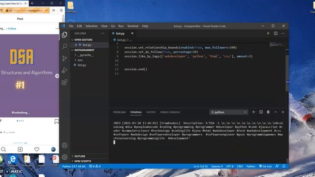 Instagram Scrape with 8 lines of code - Python / Instapy смотреть онлайн