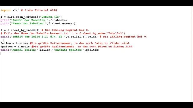Python Tutorial 0050 für Anfänger Exceldateien 3 Excel Datei lesen #Python #pythontutorial смотреть онлайн